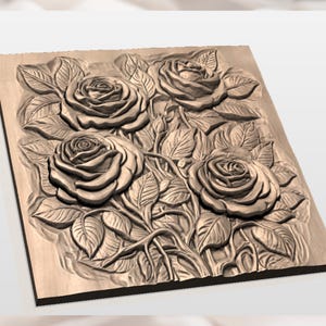 Rose Flower 3D Relief STL File view 3