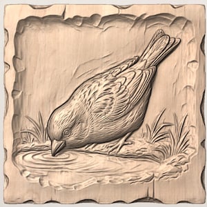 Sparrow Bird Relief STL view 3