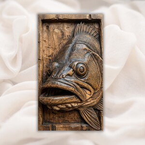 Bass Fish 3D Relief STL File view 1