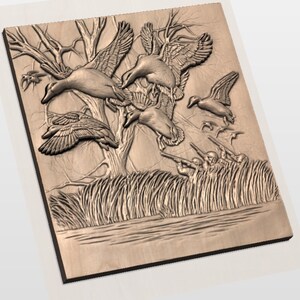 Mallard Ducks 3D Relief STL view 2