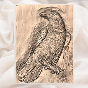 Raven Bird 3D Relief STL view 2