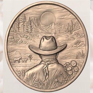 Cowboy Desert Landscape 3D Relief STL view 3