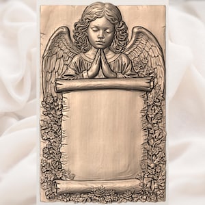 Praying Angel Plaque STL view 3