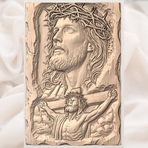 Jesus Crucifixion 3D Relief STL view 3