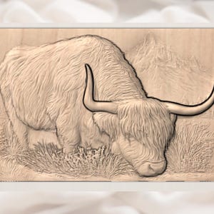 Highland Cow 3D Relief STL view 2