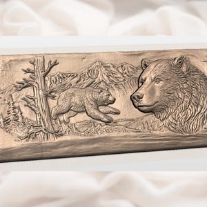 Grizzly Bear Bas Relief STL view 2