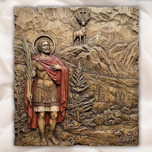 Saint Hubertus 3D Relief STL view 1