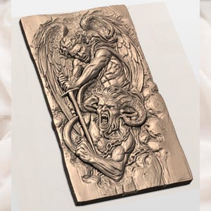 Archangel vs Demon 3D Relief STL File view 3