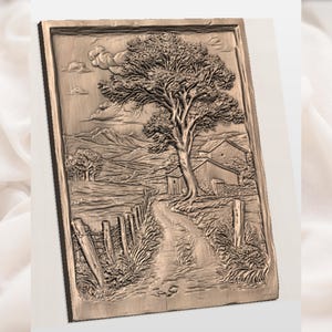 Country Road Farmhouse 3D Relief STL view 3