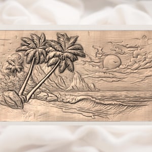 Tropical Beach 3D Relief STL view 3