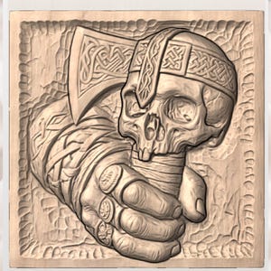 Norse Warrior Skull STL view 3