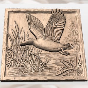 Flying Mallard Duck 3D Relief STL view 3