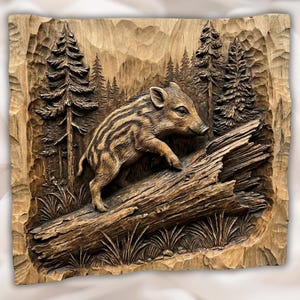 Wild Boar Piglet 3D STL Relief view 1