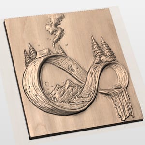 Infinity Mountain STL Relief view 2