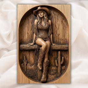 Cowgirl STL Relief view 1