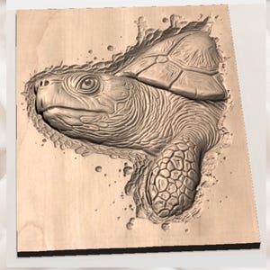 Sea Turtle 3D Relief STL view 2