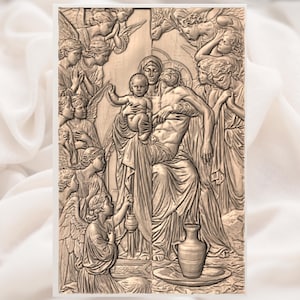 Virgin Mary and Jesus STL Relief view 2