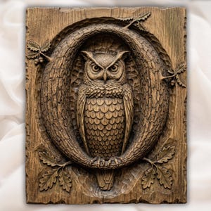 Great Horned Owl Bas Relief STL view 1