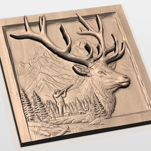 Elk Hunting 3D Relief STL view 2