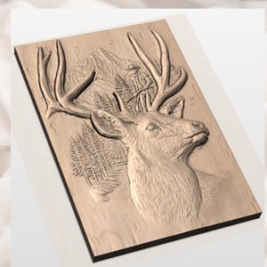 Deer Buck 3D Relief STL view 2