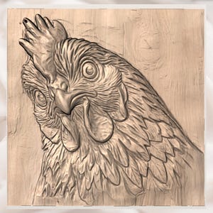 Chicken Head 3D Relief STL view 2