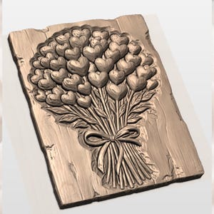 Heart Bouquet 3D Relief STL view 2