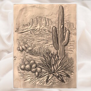 Desert Cactus 3D Relief STL view 3