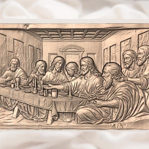The Last Supper 3D Relief STL view 3