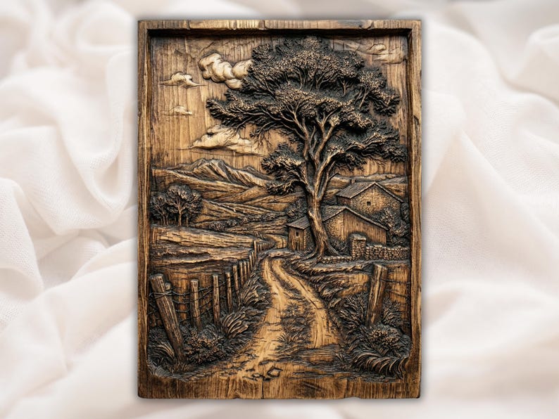 Country Road Farmhouse 3D Relief STL