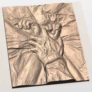 Intimate Couple Hands 3D Relief STL view 2