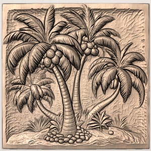 Palm Tree 3D Relief STL view 3