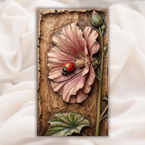 Hibiscus Flower STL w/ Ladybug view 1