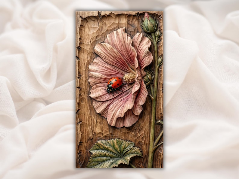 Hibiscus Flower STL w/ Ladybug