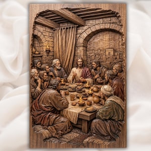 Last Supper 3D Relief STL for CNC Router view 1
