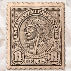 Native American Stamp STL view 2