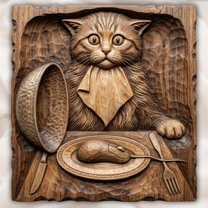Funny Cat Dining STL view 1