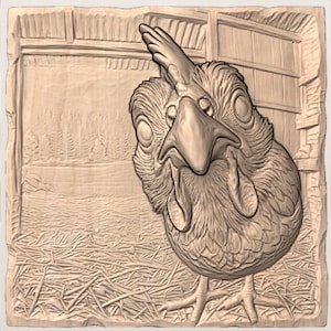 Funny Chicken Relief STL view 3