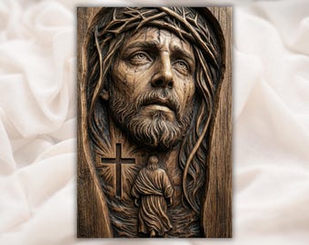 Jesus Crown of Thorns 3D Relief STL | Christian CNC Router Wood Carving File | Religious Bas-Relief Wall Art | Christian Church Decor
