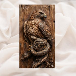 Hawk & Snake 3D Relief STL view 1