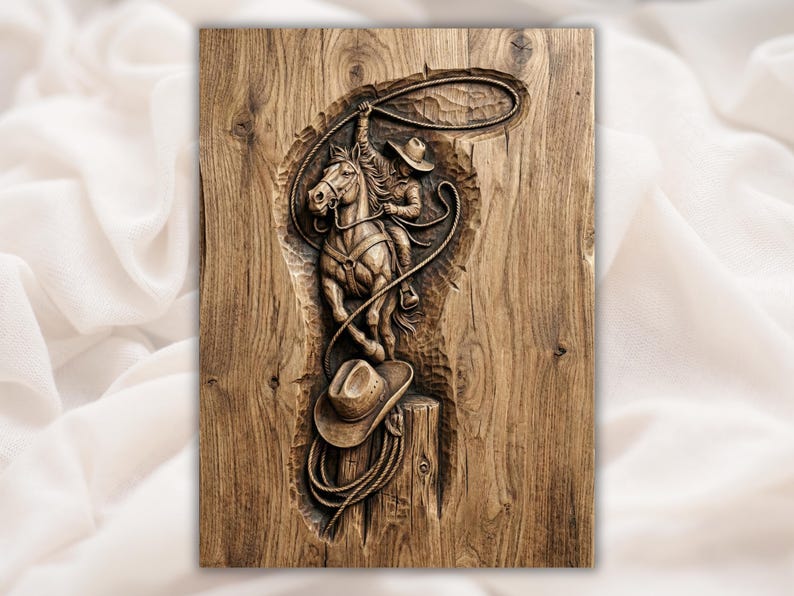 Cowboy Rodeo 3D Relief STL