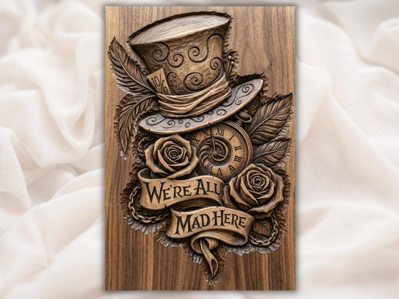 Mad Hatter Quote 3D Relief STL