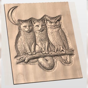Woodland Trio 3D Relief STL for CNC Router view 2