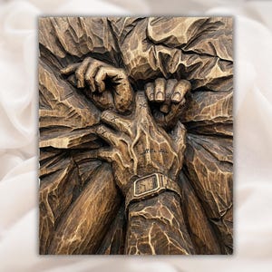 Intimate Couple Hands 3D Relief STL view 1