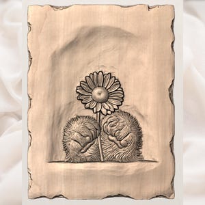 Cute Animal Paws Holding Daisy 3D STL Relief view 3