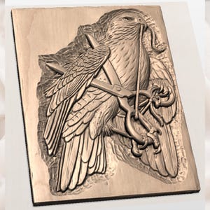 Falcon with Jesses 3D Relief STL view 2