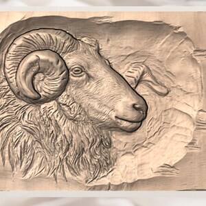 Ram Head 3D Relief STL view 3