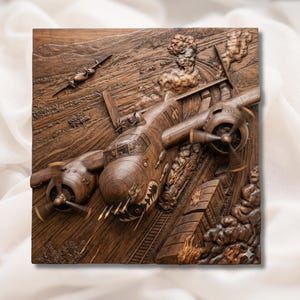 WW2 Bomber Train Attack 3D Relief STL view 1