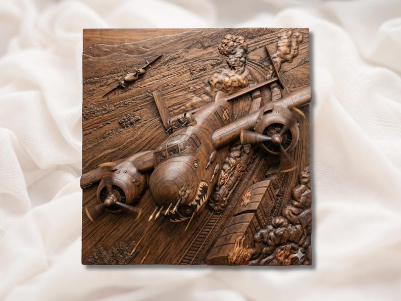WW2 Bomber Train Attack 3D Relief STL