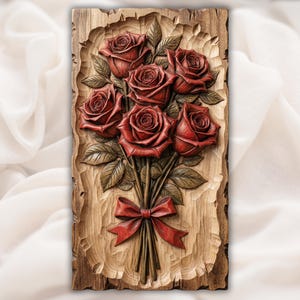 Rose Bouquet 3D STL Relief view 1