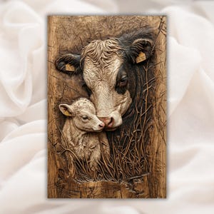 Cow & Calf 3D Relief STL view 1
